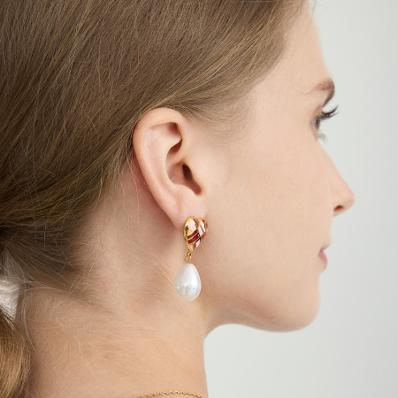 Boucles d'oreilles pendantes romantiques en forme de cœur, en acier inoxydable étanche, couleur or, pour femme (1 paire).