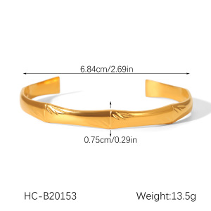 Bracelet Manchette En Acier Inoxydable Doré, Étanche, Ajouré, De Forme Irrégulière (1 Pièce). h5 Image2