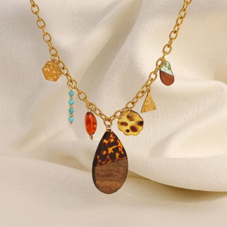 Collier pendentif femme étanche en acier inoxydable, motif léopard, 1 pièce