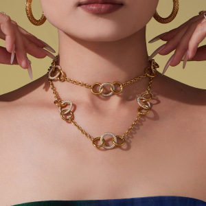 Ensembles De Bijoux Pour Femmes Luxueux Circle En Acier Inoxydable Étanche Couleur Or h5 Image3