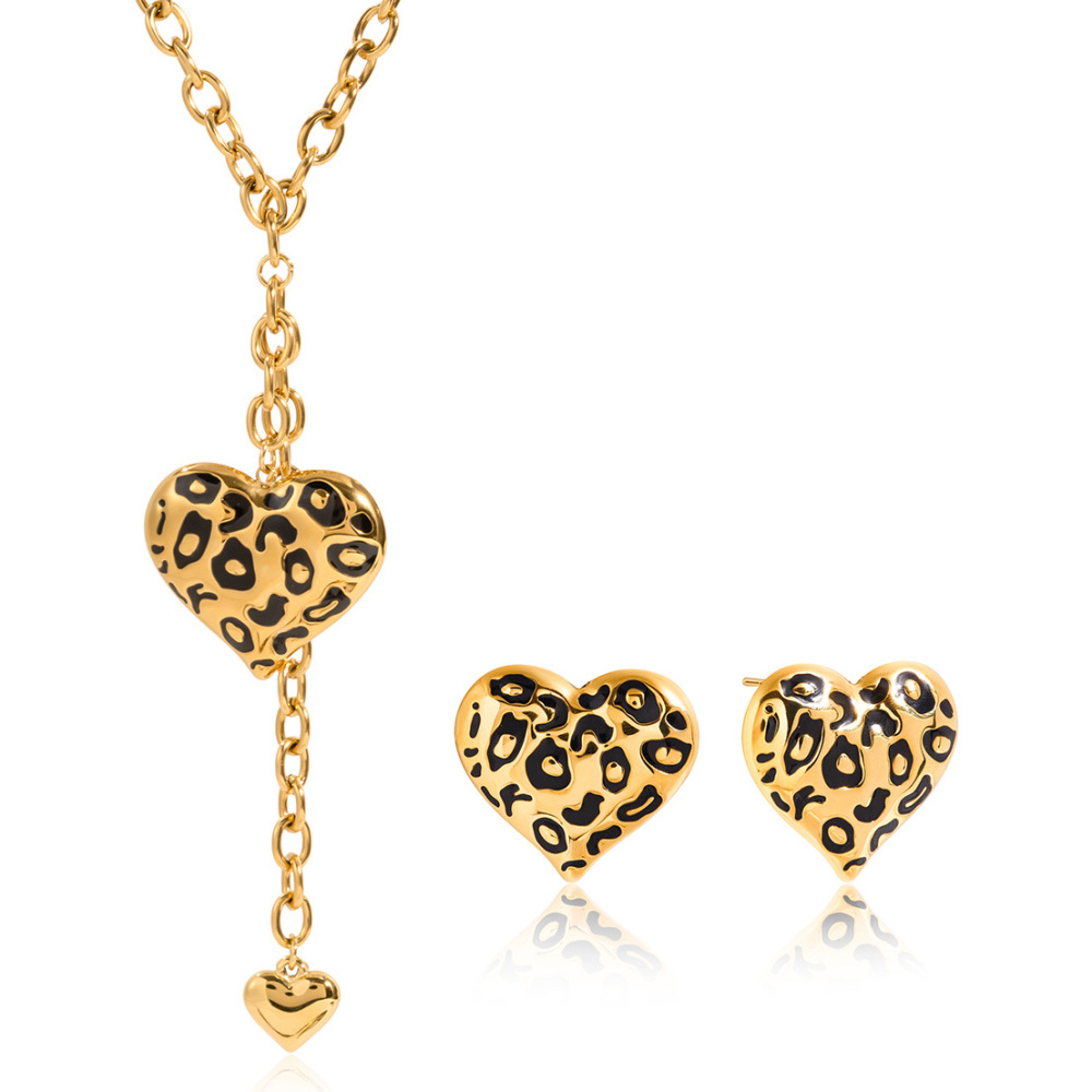Ensembles De Bijoux Pour Femmes En Acier Inoxydable Doré, Imprimé Léopard Sexy Image6