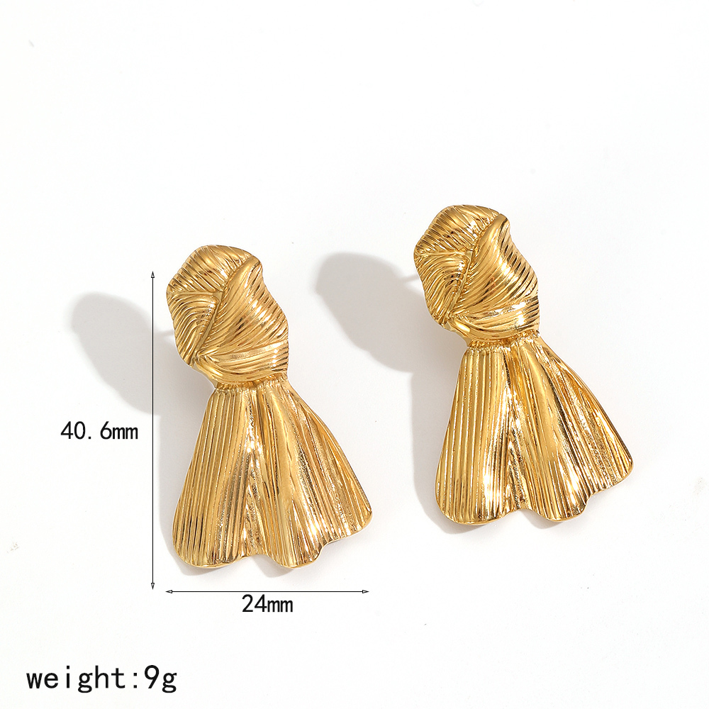 Boucles D'Oreilles À Clous En Acier Inoxydable Doré, Étanches, En Forme De Nœud Papillon (1 Paire) 