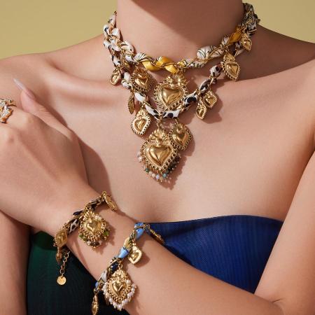 Ensembles de bijoux pour femmes Vogue Heart en acier inoxydable, étanches, couleur or et pierre naturelle