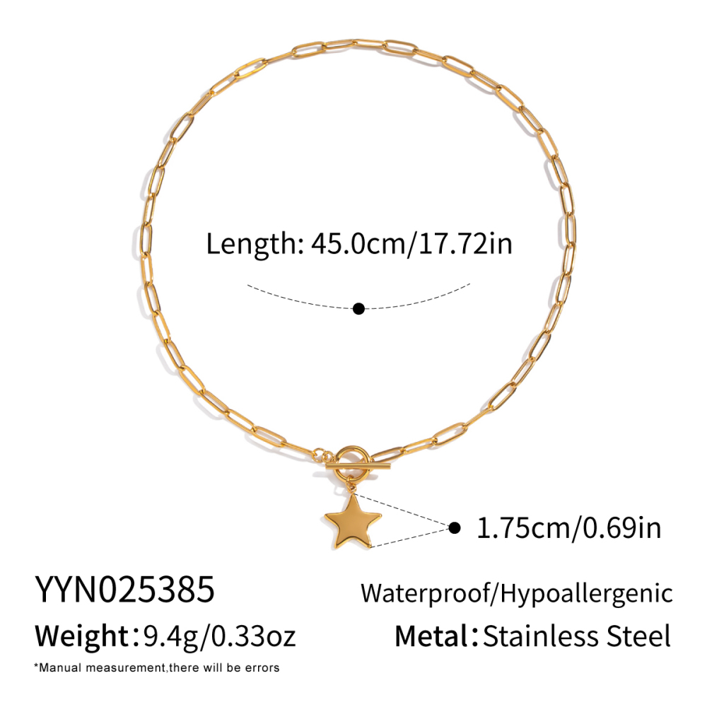 Collier Pendentif En Acier Inoxydable Doré, Étanche, En Forme D'Étoile