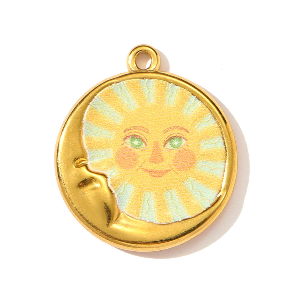 Pendentif Femme Étanche En Acier Inoxydable À Motif Floral Coloré (1 Pièce) 