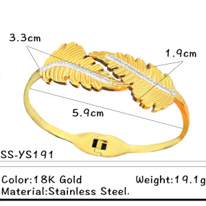 Bracelet Jonc Étanche En Acier Inoxydable Doré En Forme De Feuille (1 Pièce) h5 