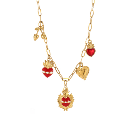 Collier pendentif femme en acier inoxydable étanche, motif cœur complexe (1 pièce)