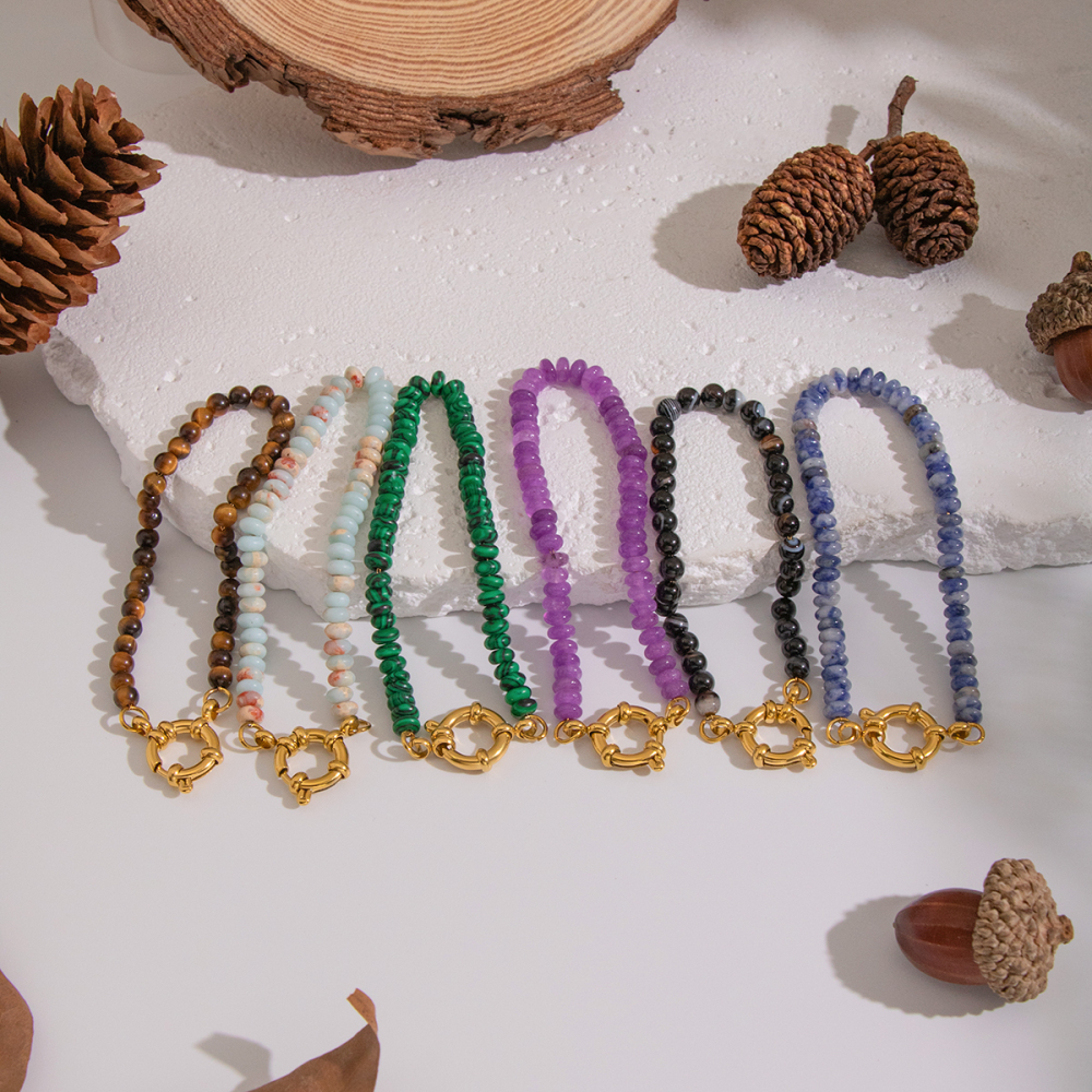 1 Pièce De Perles En Pierre Naturelle Couleur Or Pour Bracelet De Perles Diy Image4