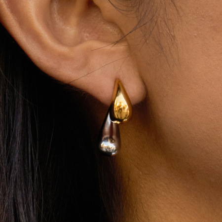 Boucles d'oreilles puces pour femmes, en acier inoxydable étanche, couleur or et argent, en forme de goutte (1 paire).
