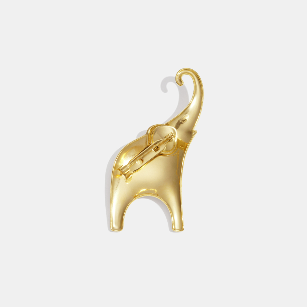 Broche En Acier Inoxydable Doré, En Forme D'Éléphant (1 Pièce) Image5