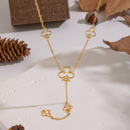 Collier pendentif fleur en acier inoxydable étanche couleur or (1 pièce)
