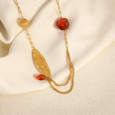 Collier chaîne étanche en acier inoxydable ajouré, motif soleil, pour femme (1 pièce)