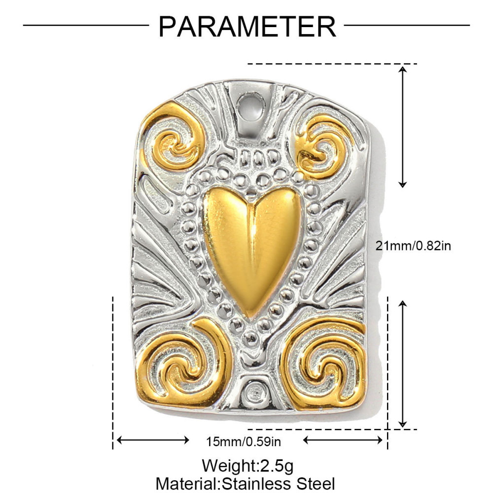 Pendentif Femme Étanche En Acier Inoxydable, Coloris Or Et Argent (1 Pièce) Image2