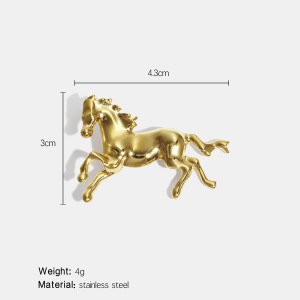 Broche En Acier Inoxydable Doré, Étanche, En Forme De Cheval (1 Pièce). h5 Image2
