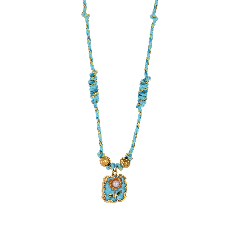 Collier Pendentif Femme Étanche En Acier Inoxydable Avec Motif Floral (1 Pièce) Image6