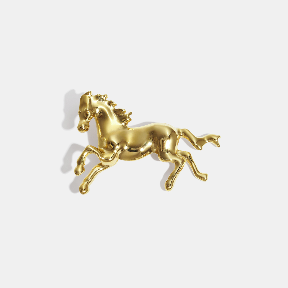 Broche En Acier Inoxydable Doré, Étanche, En Forme De Cheval (1 Pièce). 