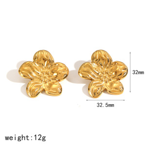1 Paire De Boucles D'Oreilles À Clous En Acier Inoxydable Doré, Imperméables, En Forme De Fleur h5
