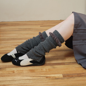 1 Paire De Jambières Tricotées À Pompons En Laine Mélangée h5 Image3