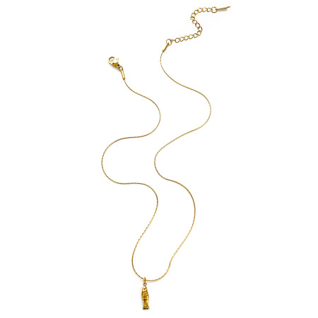 Collier pendentif en acier inoxydable doré, 1 pièce, en forme de poisson