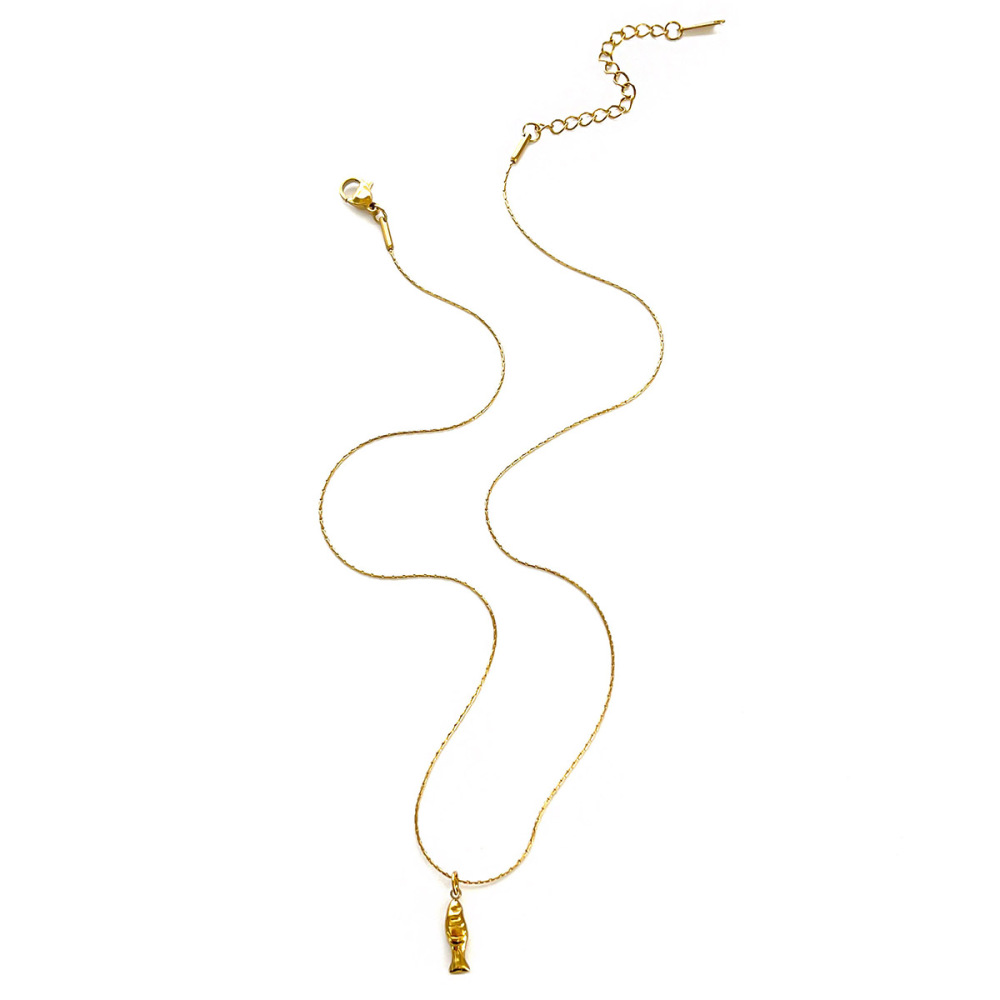 Collier Pendentif En Acier Inoxydable Doré, 1 Pièce, En Forme De Poisson