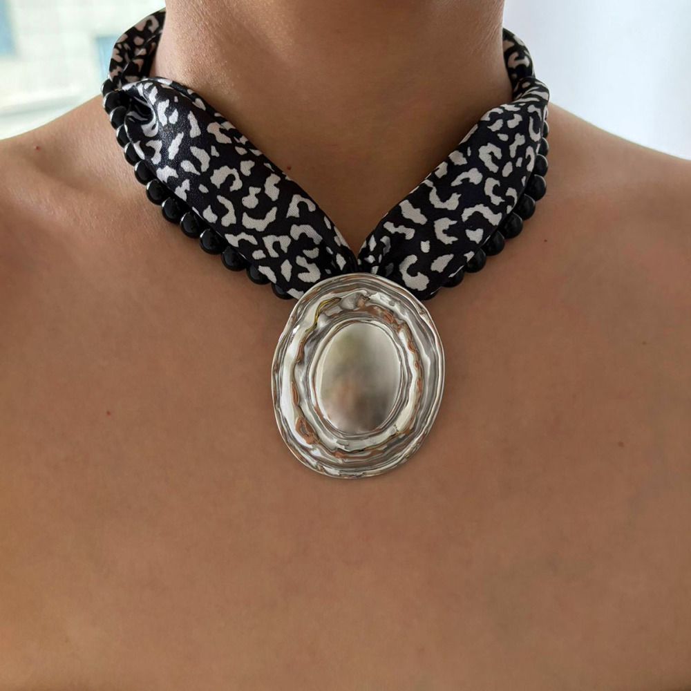 Collier 1 Pièce En Pierre Naturelle Et Perles De Verre À Motif Léopard Rétro Image3