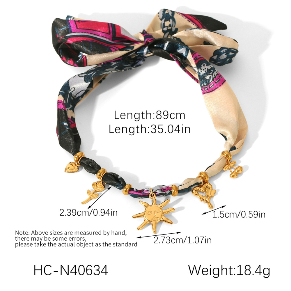 Ensemble De Colliers En Tissu Couleur Or Soleil En Acier Inoxydable Image2