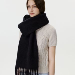 Écharpe D'Hiver En Rayonne Et Laine À Pompons De Couleur Unie, 1 Pièce h5 