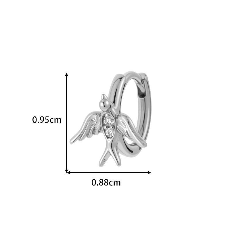 Boucles D'Oreilles Créoles Pour Femme, Motif Oiseaux Radieux, Couleur Cuivre Doré, Zircon (1 Pièce) Image2