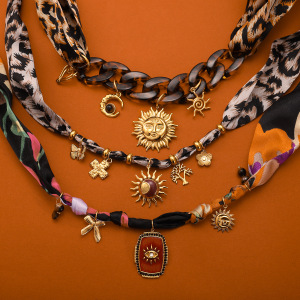 Collier Pendentif Femme En Acier Inoxydable, Imperméable, Couleur Or, Imprimé Léopard Soleil, 1 Pièce h5 Image3