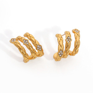 1 Paire De Boucles D'Oreilles Puces Pour Femme, En Acier Inoxydable Tissé Imperméable, Collection Simple Series Daily. h5 Image5