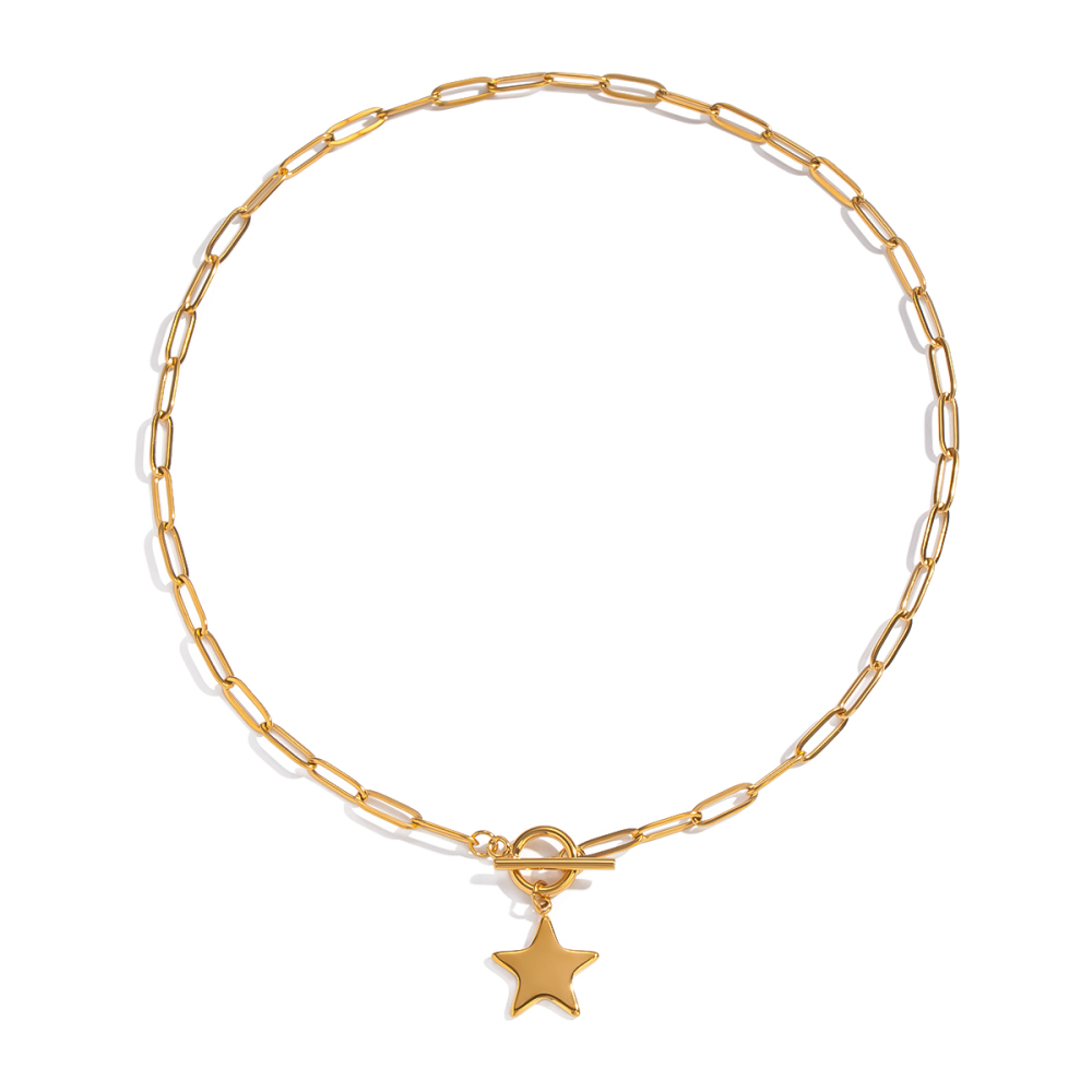 Collier Pendentif En Acier Inoxydable Doré, Étanche, En Forme D'Étoile Image5