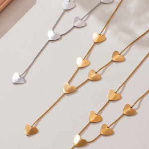 Collier Pendentif Minimaliste En Forme De Cœur, En Acier Inoxydable Étanche, Couleur Or, Pour Femme (1 Pièce) h5 Image3