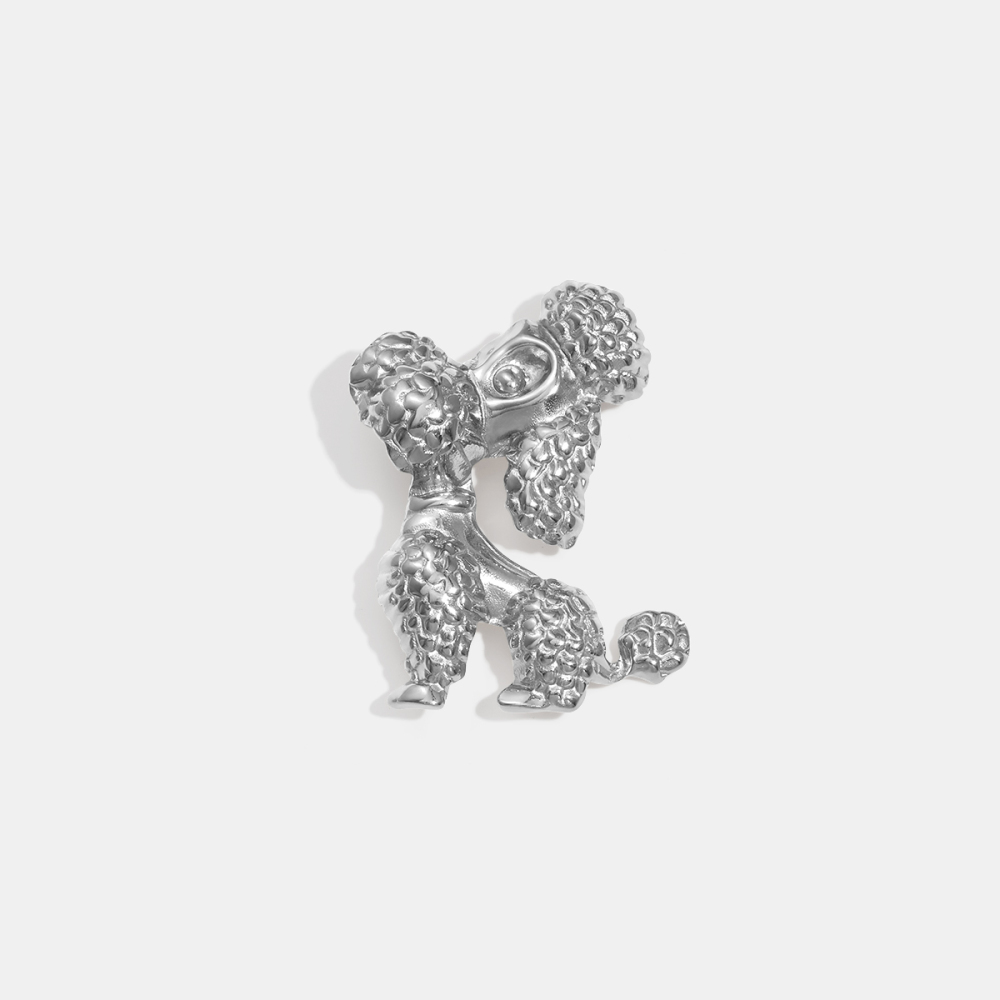 Broche En Acier Inoxydable Doré, Forme Caniche (1 Pièce) Image4