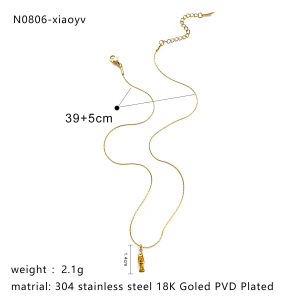 Collier Pendentif En Acier Inoxydable Doré, 1 Pièce, En Forme De Poisson h5 Image2