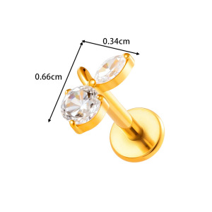 Boucles D'Oreilles Percées En Forme D'Étoile De Mer Brillante En Alliage De Titane Couleur Or Et Zircon Pour Femme h5 Image2