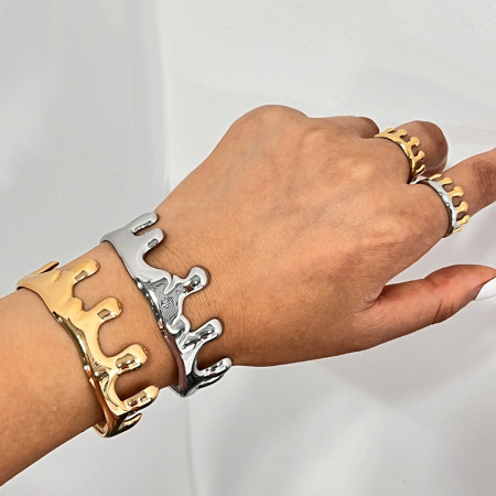 Ensemble de bracelets en acier inoxydable étanches couleur or en forme de goutte 2