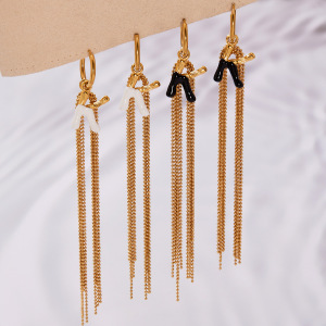 Boucles D'Oreilles Pendantes Modernes Pour Femme, En Acier Inoxydable Doré, Avec Pompon En Forme De Lettre K. 1 Paire. h5 Image2