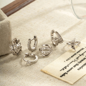 Boucles D'Oreilles Créoles Pour Femme, Motif Oiseaux Radieux, Couleur Cuivre Doré, Zircon (1 Pièce) h5 Image3