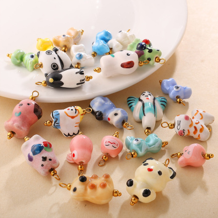 1 pendentif animal mignon en céramique à faire soi-même 2