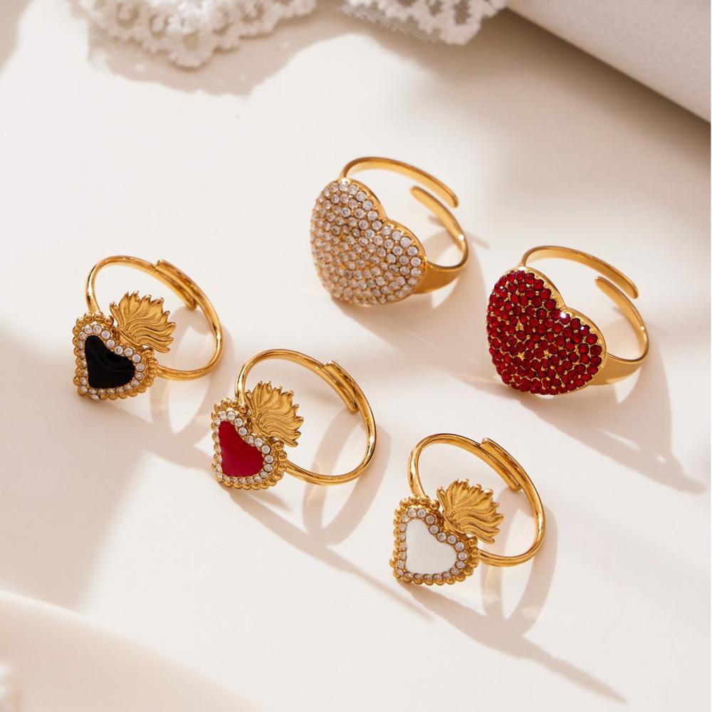 Ensembles De Bijoux Pour Femmes En Acier Inoxydable Doré, Imperméables, En Forme De Cœur, Avec Zircon Et Pendentif En Forme De Cœur Image3