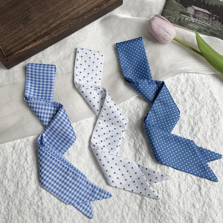 Bandana classique en polyester à pois bleus pour femme, 1 pièce 2