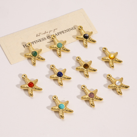 Pendentif simple à faire soi-même en forme de tortue et d'étoile, en acier inoxydable étanche, couleur or, pour femme (1 pièce)