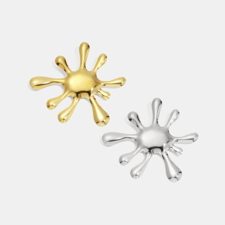 Broche en acier inoxydable doré, forme irrégulière, étanche (1 pièce).