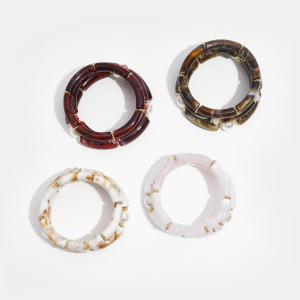 1 Ensemble De Bracelets Rétro En Acrylique Dégradé De Couleurs h5 Image5