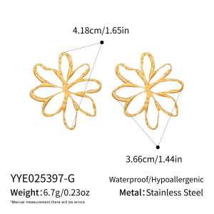 1 Paire De Boucles D'Oreilles À Clous En Acier Inoxydable Doré, Imperméables, En Forme De Fleur h5