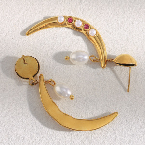 Boucles D'Oreilles Pendantes Daily Moon Daily Moon Pour Femme, En Acier Inoxydable Étanche (1 Paire) h5 Image3