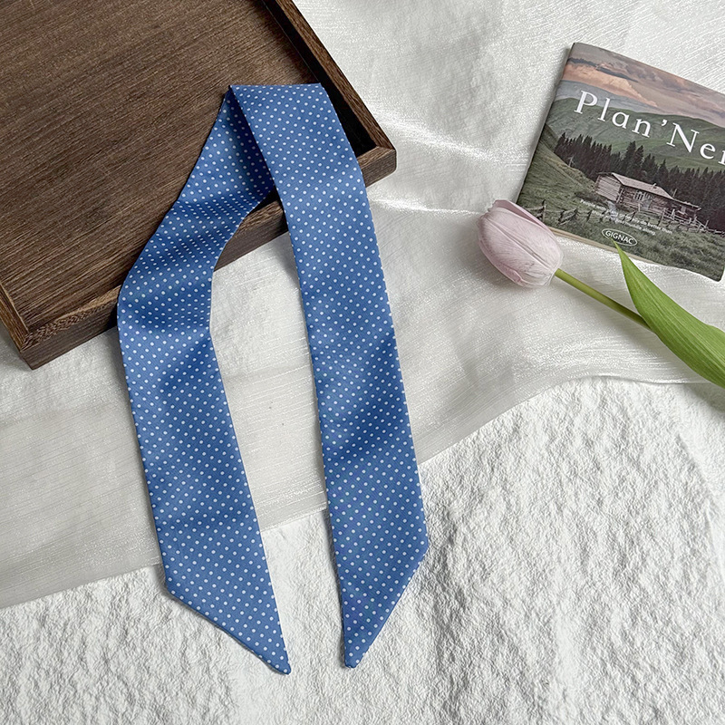 Bandana Classique En Polyester À Pois Bleus Pour Femme, 1 Pièce 