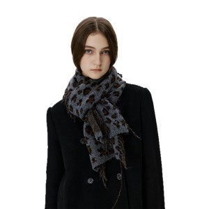 Écharpe D'Hiver En Laine À Pompons Imprimé Léopard Pour Femme, 1 Pièce h5 Image10