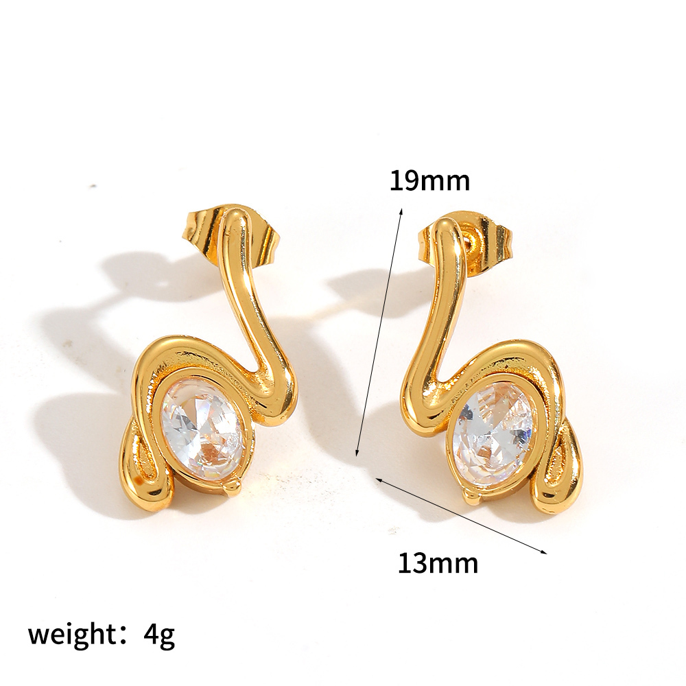 1 Paire De Boucles D'Oreilles À Clous En Acier Inoxydable De Forme Irrégulière, Étanches, Couleur Or 