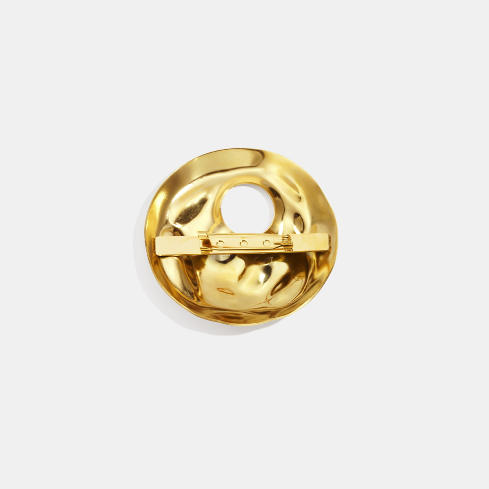 Broche Ronde Creuse En Acier Inoxydable Étanche Couleur Or (1 Pièce) Image5
